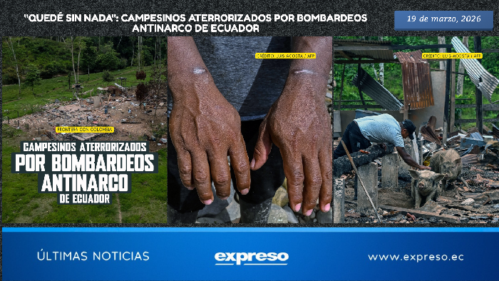 Un agricultor muestra las lesiones en sus muñecas, que según su testimonio fueron causadas por “las ataduras utilizadas para inmovilizarlo durante una operación antidrogas del ejército ecuatoriano”, recogió diario Expreso en su publicación del 19 de marzo de 2026. Foto: Luis Acosta