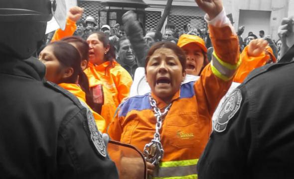 Lucha de los obreros de la limpieza en lima 