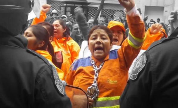 Lucha de los obreros de la limpieza en lima 